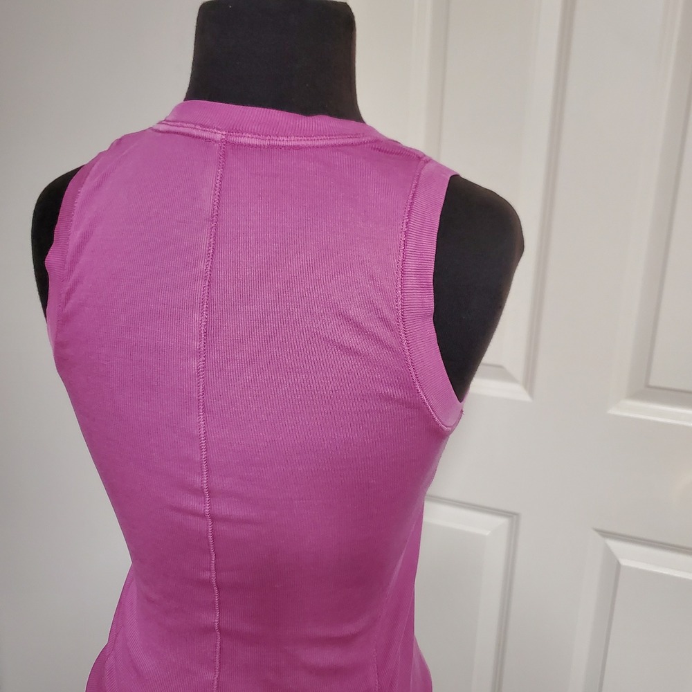 Intimately Free People Purple Ribbed Scoop U-Neck Tank Top Back Seam Womens S/P - Picture 7 of 12
